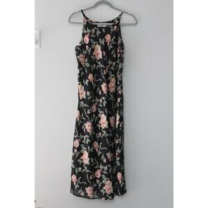 Vintage Judith Hart Lingerie Floral Highneck Sheer Maxi Dress w/ Slit
